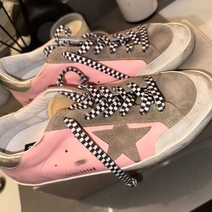Pink and silver Distressed Golden Goose Sneakers